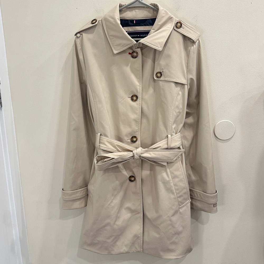 Tommy Hilfiger Heritage Single Breasted Belted Trench Coat Beige XL Preppy - Picture 3 of 16